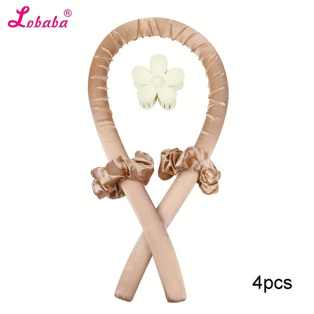 TEMU Lobaba 4pcss Set Of No-heat Curling Wands, Foam Sponge Curlers, Sleep Hair Styling, Large Hair Ties, 4pcss Set
