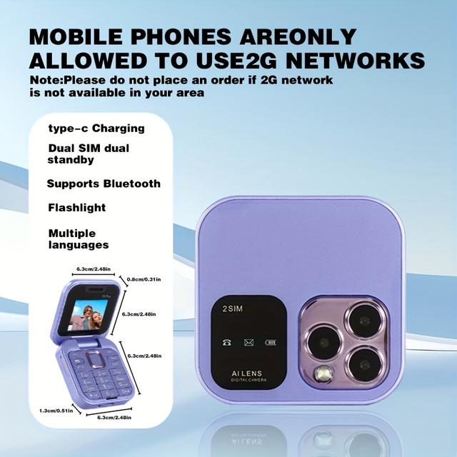 TEMU Vintage-Design, Lustiges Mini-Handy, Stilvoll, Ideal für Reisen als Backup, Lange Akkulaufzeit, Notfallnutzung, Perfektes Geburtstagsgeschenk