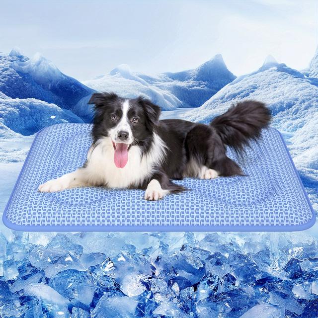 TEMU 1pc Dog Cooling Mat, Super Thick & Comfortable For Large Breeds With 3.0 And Pcm Tech ( > 0.5), Color Changing Dual-sided Design – Year Round Use Portability Pet Bed
