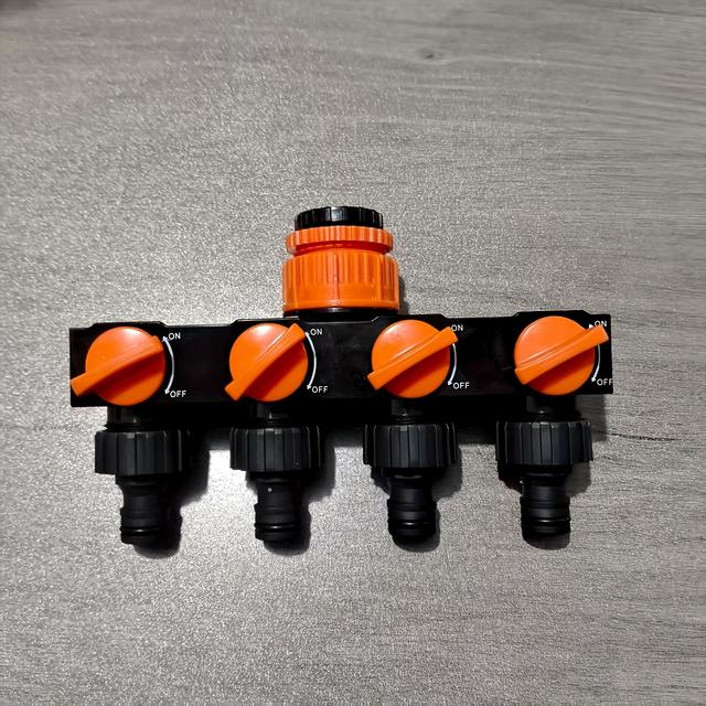 TEMU Garden Hose Splitter With 4 Independent Switches - Connector For Outdoor Watering Systems, Leak-proof Design, Suitable For Lawn, Garden, And Car Wash Sprinkler Systems