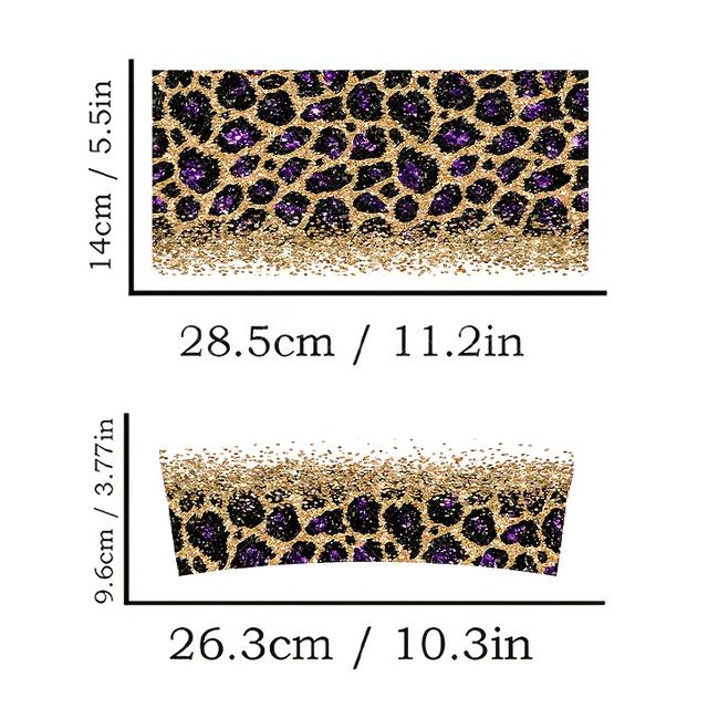 TEMU Set Of 2 With A Sparkling Leopard Print Design, Uv Dtf Packaging, Self-adhesive Transfer Paper For Dtf Printing, Suitable For 40-ounce Glass Cups, Mugs, Bottles, School Supplies, And Art Crafts