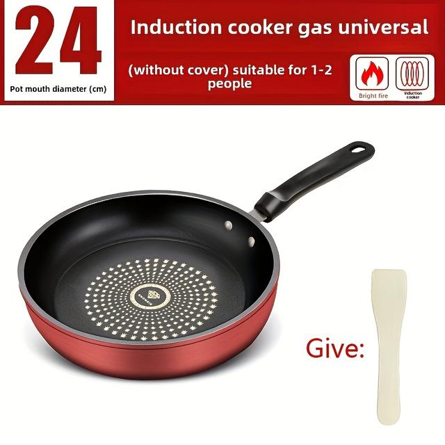 TEMU 24cm Cast Iron Frying Pan Without Lid - Dishwasher Safe, Suitable For Induction And Gas Stoves, Healthy Cooking With Smoke-reducing Flat Bottom, Wok Suitable For Gas And Electric Stoves