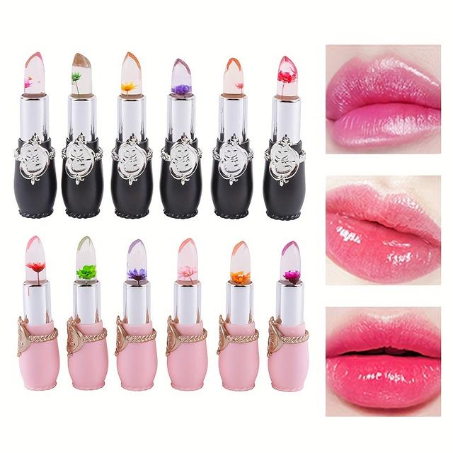 TEMU 12pcs Pink&black Lipstick Long Lasting Moisturizing Thermostat Color Changing Lipstick Lip Balm Peach Flavor Daily Lip Care Set For Valentine's Day