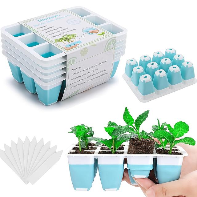 TEMU Seed Starting Tray, Seed Starting Kit -seed Starting Tray With Flexible Pop-up Unit -easy To , With Drainage Holes, Perfect For Seedlings