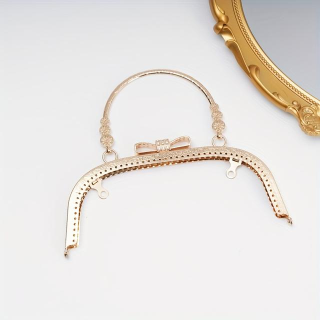 TEMU Accesorio para bolsa, 1 pieza, correa semiovalada con , asa semicircular, cierre de pestillo, herrajes de hierro, accesorio metálico cuadrado de 200 mm para bolsa