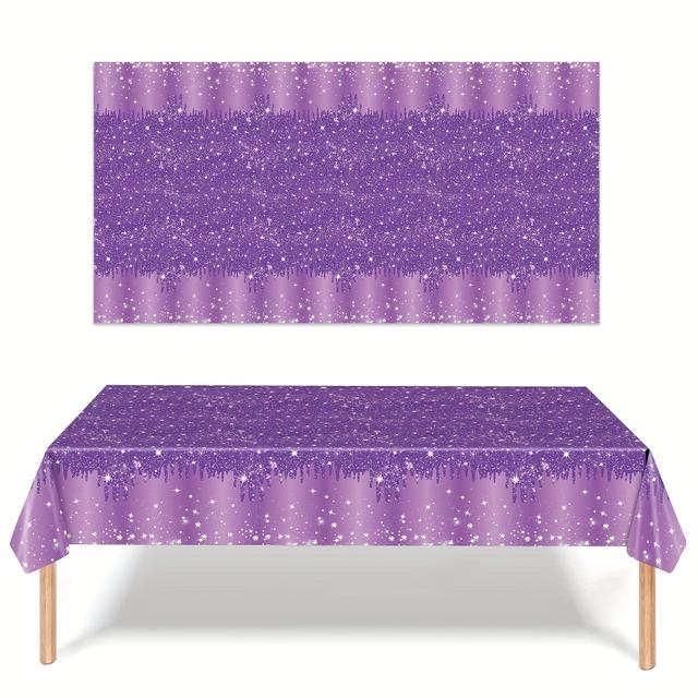 TEMU 1 Stück Lila Glitzer Glücklicher Geburtstag Tischdecke - 54x108 Zoll Einweg Party Dekor für Frauen Geburtstage, Feiern und Festliche Versammlungen, Geburtstagsparty Dekorationen