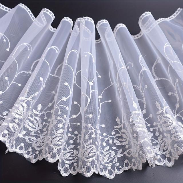 TEMU 24cm Wide, 1 Yard Of Lace Mesh For Embroidered Skirt , Clothing Edges, Bed Edges, Handmade Additions, Curtain Lace, And Sewing Additions