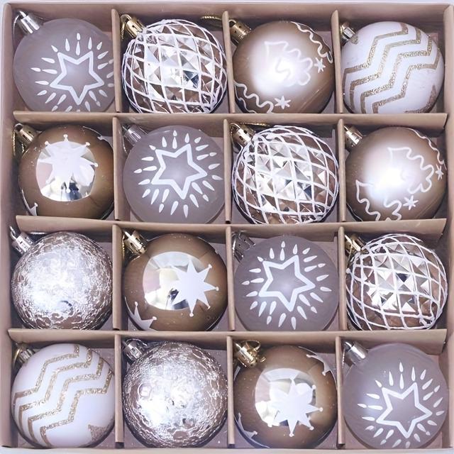 TEMU 2025 Weihnachtsornamente mit Champagnergoldener und weißen Dekorationen für Weihnachtsbäume