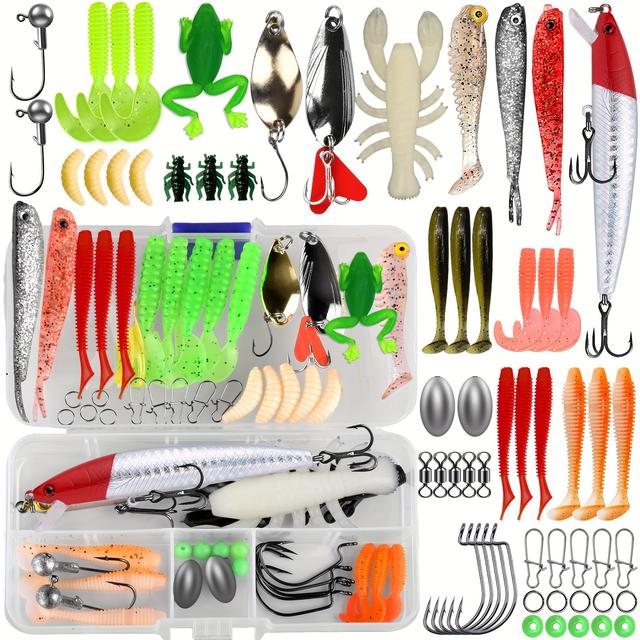 TEMU 60/101/138/201/348pcs Lure Fishing Tackle Set, Hard Bait Kit, Fishing Gift Box - Ideal For Saltwater And Freshwater Fishing, Perfect Christmas Gift Or