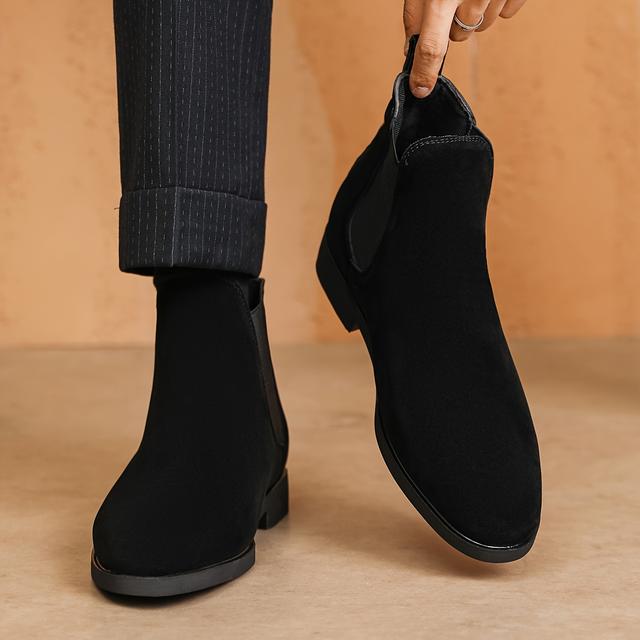 TEMU Bottes Chelsea pour hommes - Bottes de cheville décontractées et légères, Bottes élégantes à élastique pour hommes, Bottes courtes à bout carré