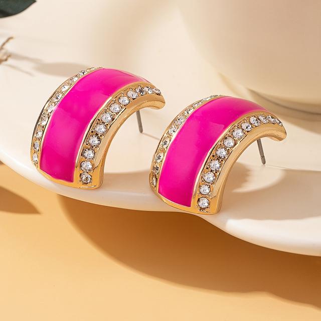 TEMU Un par de aretes de esmalte para mujer, elegantes y minimalistas, adornados con diamantes de