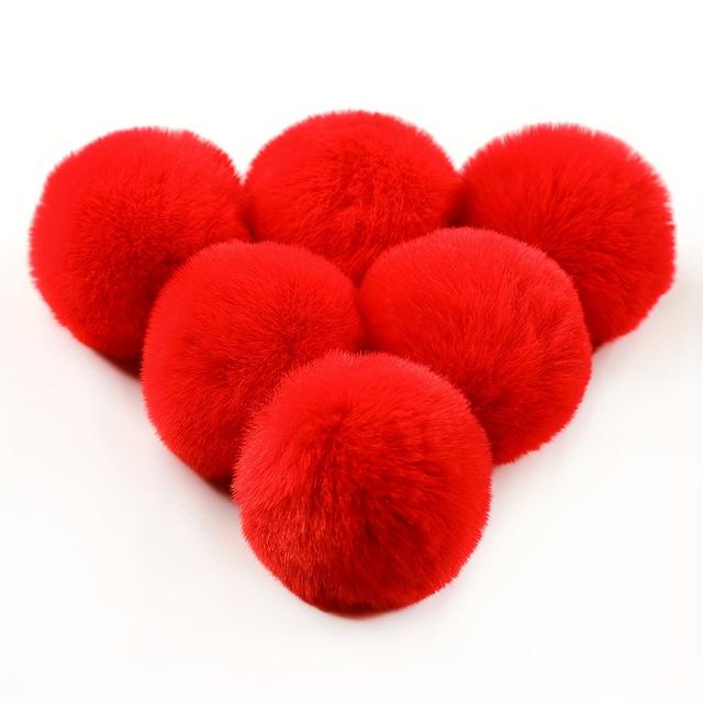 TEMU 6-pack Fabric Fur Pom Poms, Soft Fluffy Craft Balls For Hats, Shoes, Bags - Diy , Sewing & Knitting Supplies