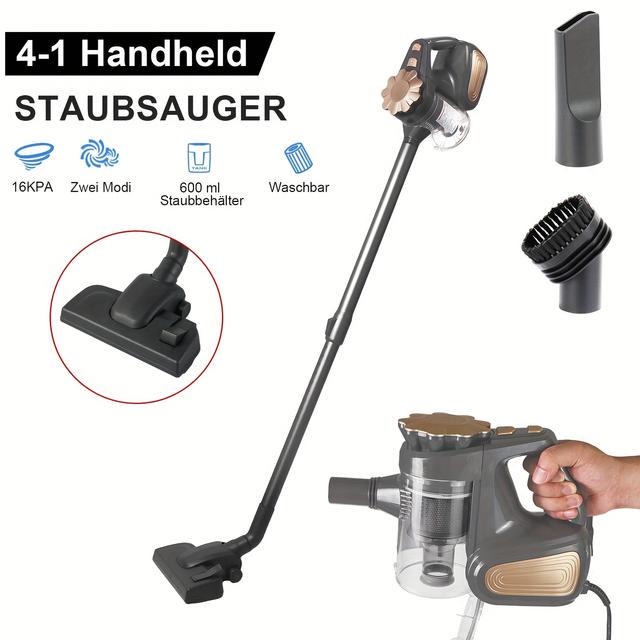 TEMU SUPERLEX Staubsauger mit Kabel 16KPA, 600ml Behälter, Leichtgewicht, Wandmontage, für Tierhaare, Hartböden, Teppiche, inklusive Ersatzfilter