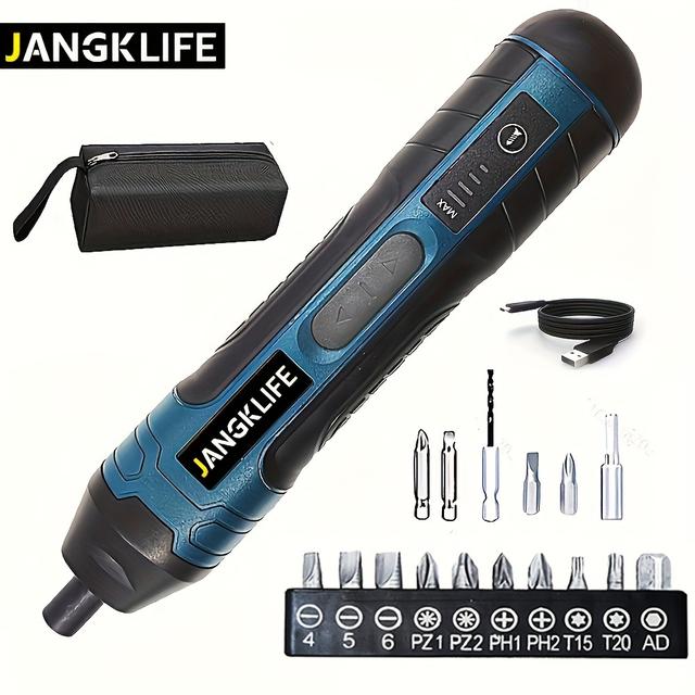 TEMU 1 Set, Cordless Screwdriver, Electric Rechargeable Screw & Bit Set With Front Led, Charging With 16pcs Accessories