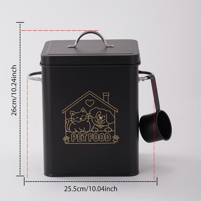 TEMU Food Storage Container With An Spoon - A Sturdy And Dry Food Dispenser Suitable For Dogs And Cats, Ideal For Keeping Food