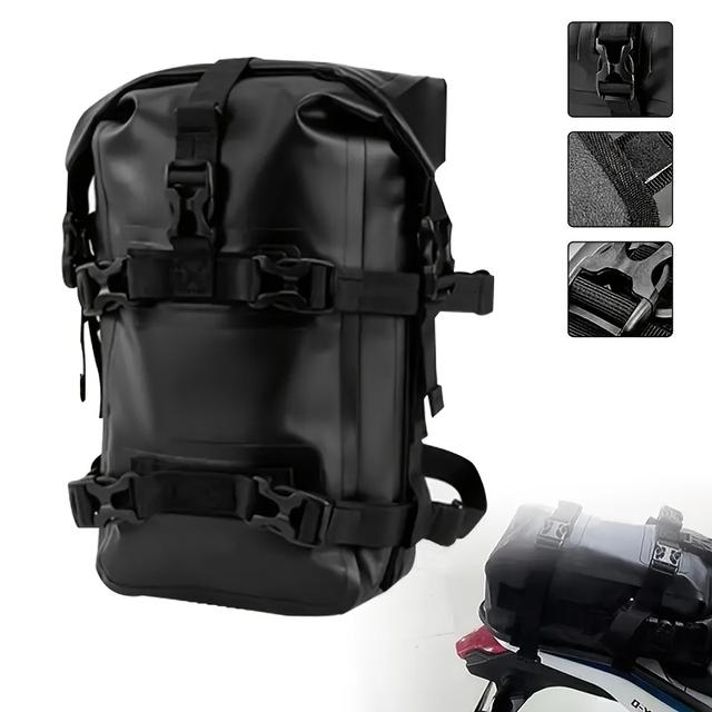 TEMU 1pc Ypdd-0010 Waterproof Pvc Motorcycle Side Bag, Large Capacity Rear Seat Storage With Adjustable Straps For Street Sport Motorcycles, Suitable For Christmas, Halloween, Labor Day, Festivals