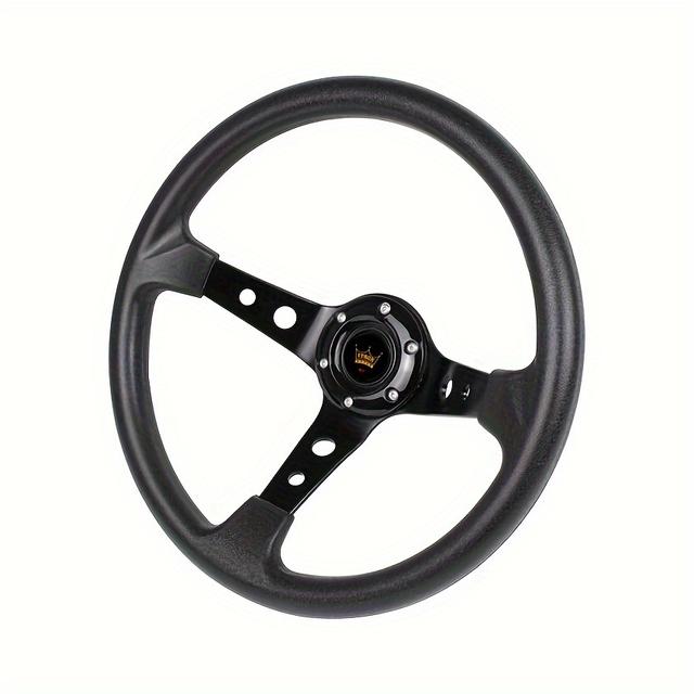 TEMU 345mm Deep Dish Car Steering Wheel - Universal Wheel - Reinforced Spokes