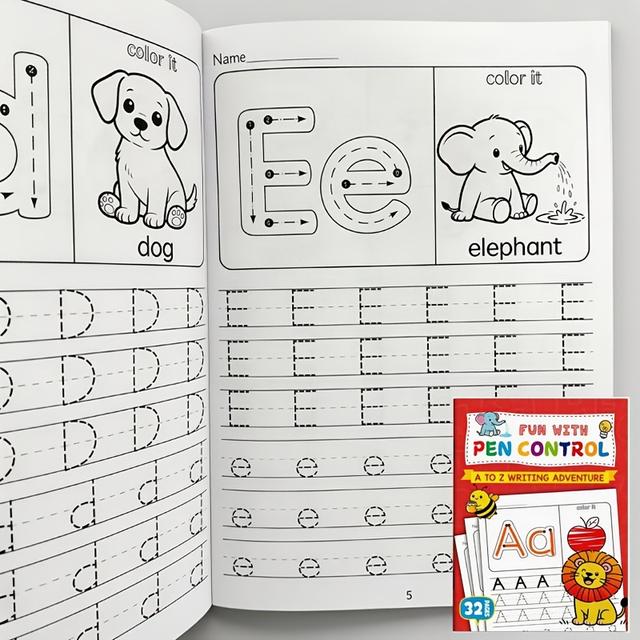 TEMU Children's Alphabet Workbook A-z, Letter Writing Practice Book For Toddlers And Preschoolers, With Writing And Drawing Pages And Classroom Activities - Writing Skills Handbook, Fun Book