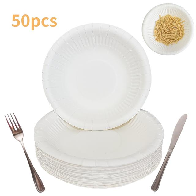 TEMU 50/25pcs Paper Bowls Bulk 12oz Disposable Foodgrade Bowls, Snack Salad Bowl Serving Tableware, Hot Cold Food Party Supplies For Wedding Birthday Baby Shower Celebration Christmas Thanksgiving