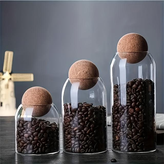 TEMU 3pcs Large Capacity Transparent Glass Snack Storage Jars | Sealing Lids For Coffee Beans, Sugar, Tea, Salt, Candy, Spices - Brand