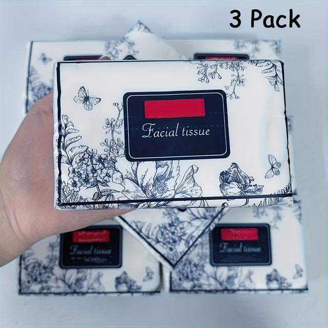 TEMU 3 Packs Of 4-ply Facial Tissue, 250 Sheets Per Pack - Dye-free, High-quality Disposable Napkins For Home, Hotel, Travel, Car | Easy To Carry, Travel Essentials|decorative Tissue Box|durable Paper