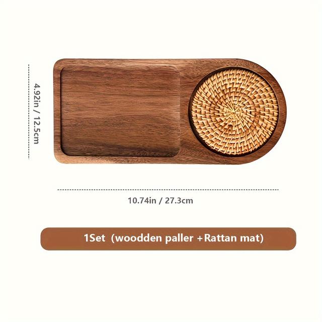 TEMU 1 Set Tablett, ovale kleine Holztablett, Milch Snacks Kaffee Tablett, Küche Hotel Esszimmer Dekoration, Holztablett Teetablett