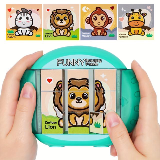 TEMU Een draaiend puzzelspeelgoed met vormen van dieren, fruit en voertuigen, ontworpen om de fijne motoriek te verbeteren, perfect als verjaardagscadeau voor kinderen vanaf 3 jaar.