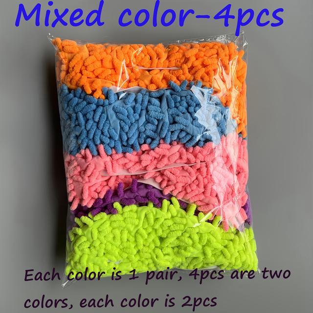 TEMU Set Of 4 Microfiber Mop Slippers - Washable And Reusable Shoe Covers That Make Floor Cleaning Easy, Featuring Covers Suitable For Dusting In Bedrooms, Kitchens, And Bathrooms