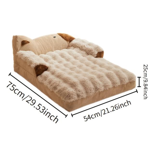 TEMU Cozy Pet Sofa Bed For - Washable, Non-slip Bottom, Soft Calming Indoor Nylon Lounger For Small To Large Breeds