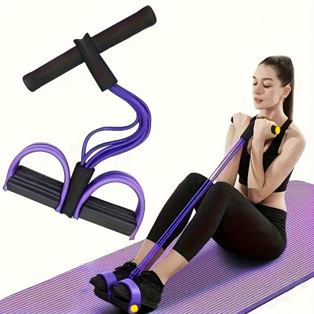 TEMU 1pc 6-tube Equipment - Yoga Pedal Pull Rope For Stretching, Slimming & Training Belly, Waist, Arm & Leg Muscles