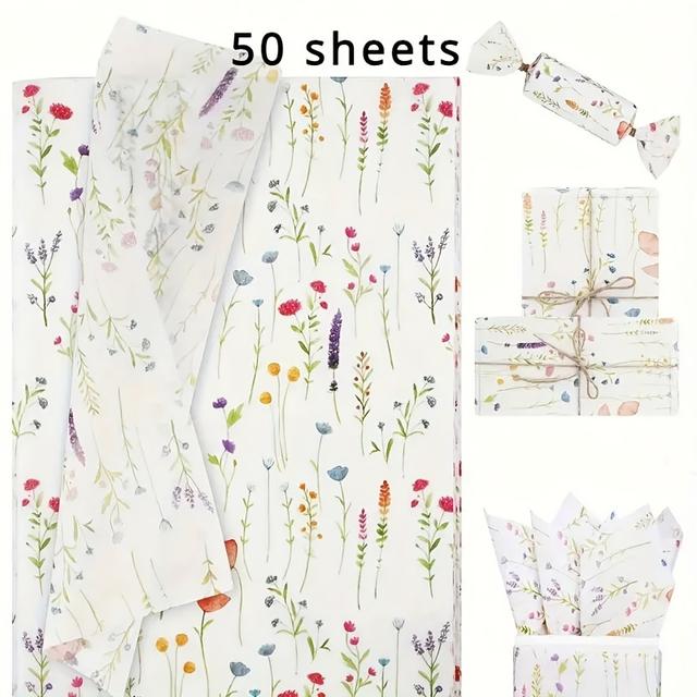 TEMU Floral Lavender Tissue Paper For Wrapping Gifts, Packing Bouquets, Diy Projects, And Decorating Parties And Weddings, Suitable As Filler For Gift Bags - Decorative Paper.
