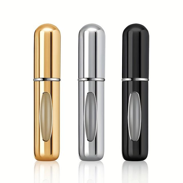 TEMU Mini Refillable Perfume Atomizers Made Of Aluminum, Set Of 3 Travel-sized 5ml Perfume Dispensers, Portable And Durable Refillable Perfume Containers, Travel Capsules In 3 Colors.