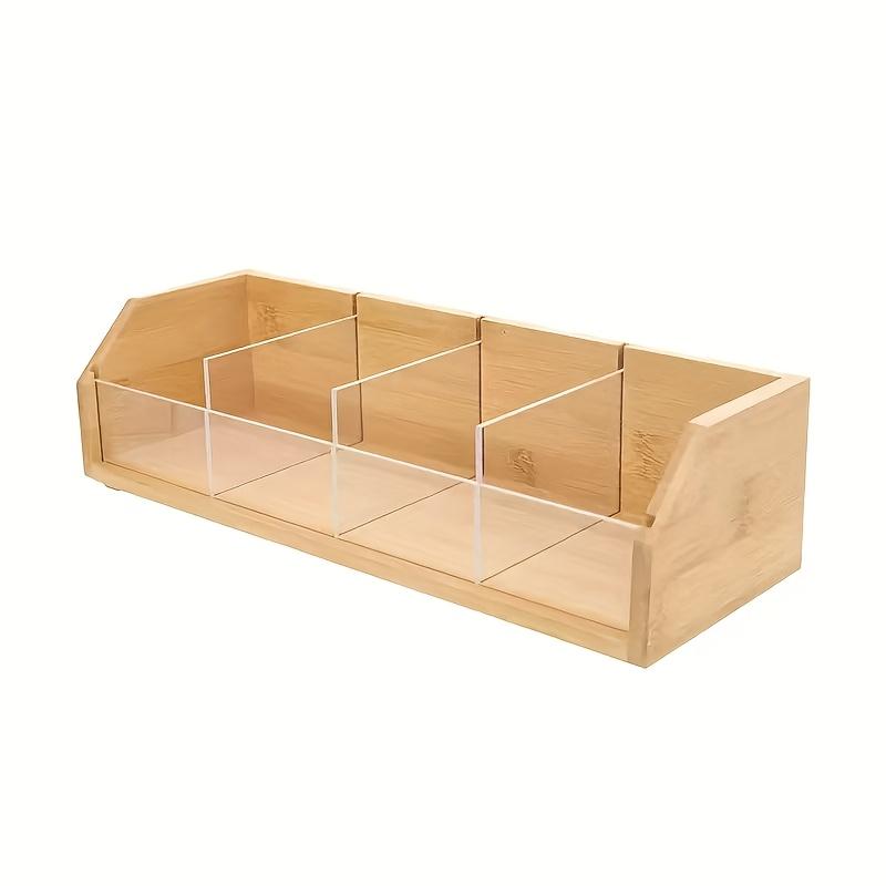TEMU 1pc, Sac de rangement en bois pour café, Organisateur de sachets de thé, Boîte de présentation en bois, Organisateur de rangement de bureau de bureau, Boîte à sachets de thé