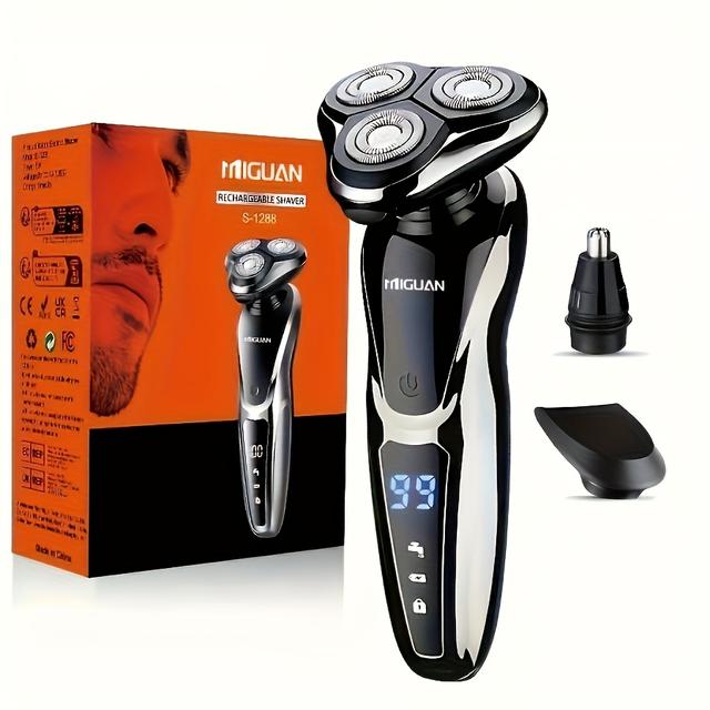 TEMU Father's Day Gift Electric Razor For Men, 3-in-1/4-in-1 Electric Shaver Nose Hair Trimmer Usbrechargeable Portable Razor 3d Digital Display Shavingbeard Machine