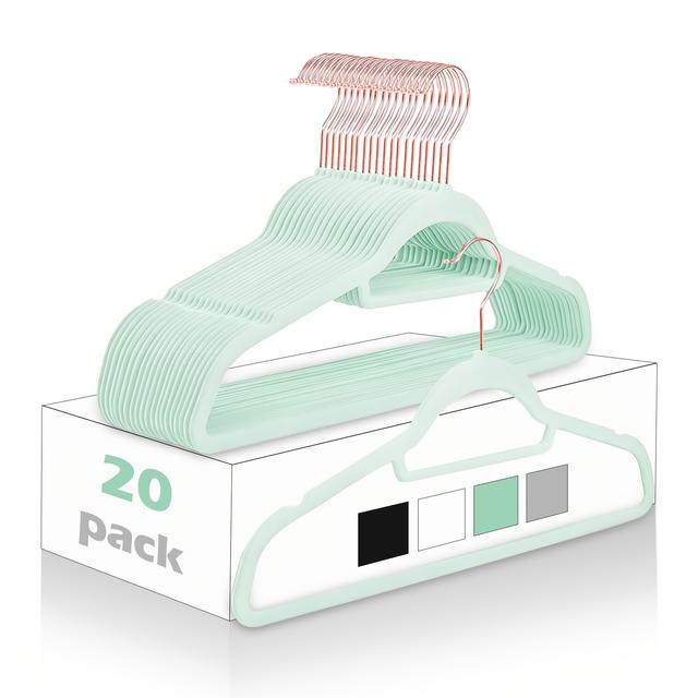 TEMU Velvet Hangers 20 50pcs - Non-slip Clothes Hangers With Tie Bar & 360° Hook - Durable & Sturdy, Space-saving Wardrobe Organizer