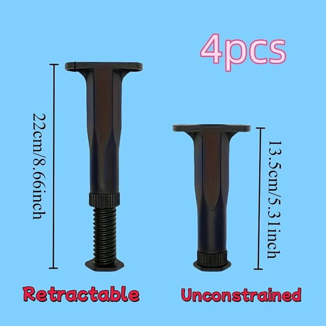 TEMU Set med 4 justerbara sängstöd - Multifunktionell centralkon för sängar, soffor & byråer - Stark plast med förbättrat grepp