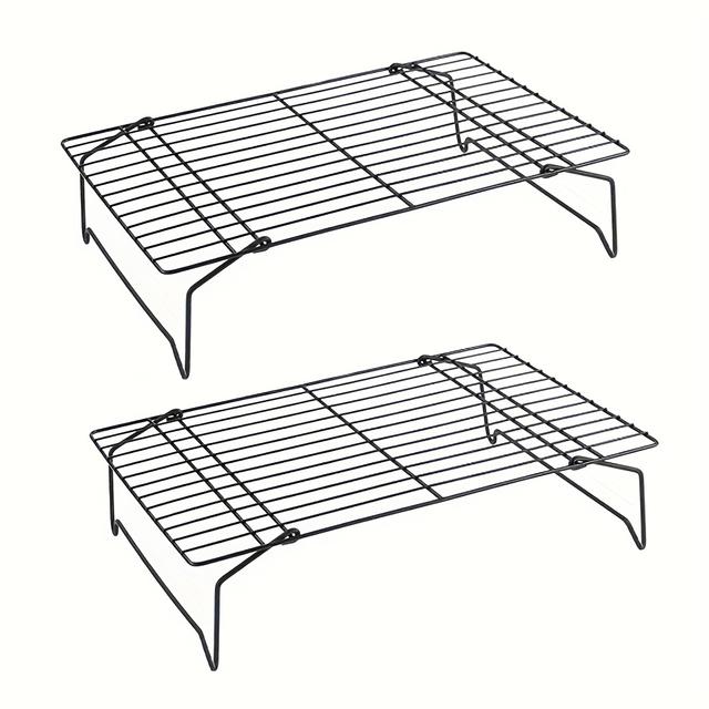 TEMU 2/4pcs Foldable Cooling Racks, Oven And Dishwasher Safe, Perfect For Baking, Grilling & Outdoor Kitchen Use - Food-safe, Ideal For Halloween, Christmas, Thanksgiving, Stackable, Black
