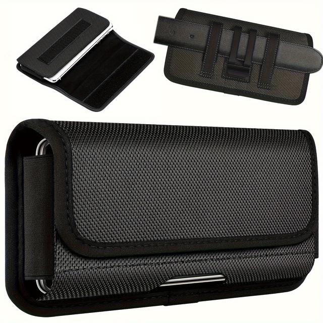 TEMU Odolné Nylonové Pouzdro pro , 16 Pro, pro iPhone 15, 15 Pro, 14, 14 Pro, 13, 13 Pro, 12, 12 Pro, 11, 11 Pro, XR, pro S24, S23, S22, Držák na Pásek pro Muže, Černý