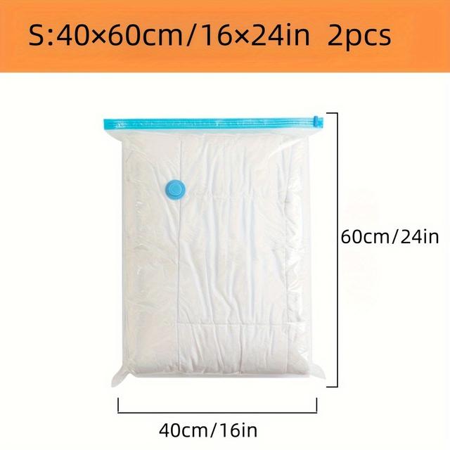TEMU 2pcs Vacuum Storage Bags 16x24in - Sealable Compression For Clothes, Pillows, Quilts & Bedding - Travel-friendly Space Saver Organizer