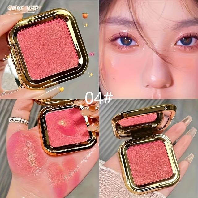 TEMU Waterproof Shimmering Matte Blush Palette - Long-lasting, Natural Finish For Tones, Berry & , Compact Square Design With , Versatile Makeup | Elegant Design | Metallic Casing