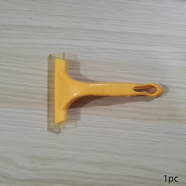 TEMU 1 Multifunctional Horn Wiper Car Advertising Tool, Wiper, Yellow Short Handle, Glass Tool, Suitable For Cars, Windows, Windshields, And Home Countertops