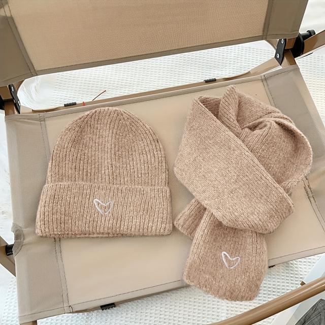 TEMU 2pcs ' Winter Hat & Scarf Suitable For 3-8 Years - Breathable & Multicolor Patterns, Soft Warm Outfit For Outdoor Play, Daily Wear & Christmas ()