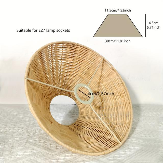 TEMU Bohemian-style Rattan Woven Lampshade, Suitable For Floor Lamps And Table Lamps. Perfect For Living Rooms, Bedrooms, Offices, , And Cafes
