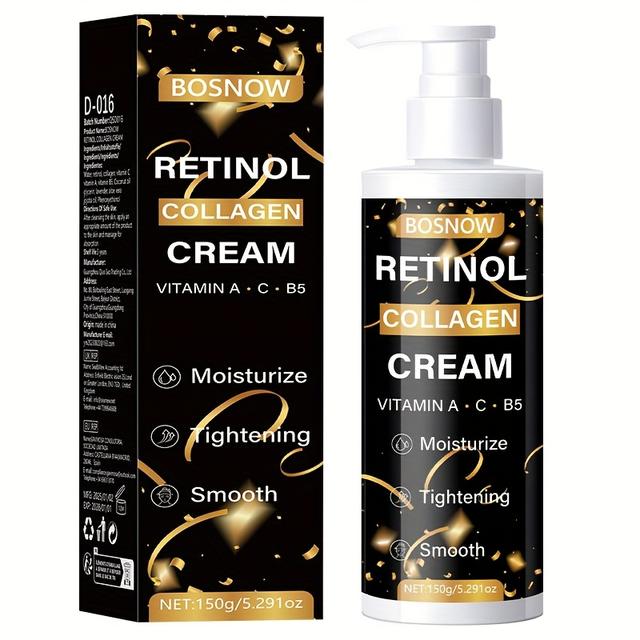 TEMU 150g Black Golden Retinol Collagen Cream, With Vitamin C, Vitamin A, Vitamin B5, Deep Moisturizing, , Tender And , Make , Delicate, Smooth And Elastic, Natural , Suitable For Types