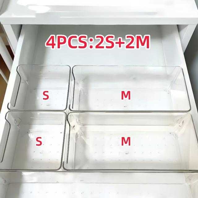 TEMU 4/8pcs Notched Acrylic Jewelry Storage Box, Accessory And Cosmetic Organizer, Suitable For Bedroom, Bathroom, Living Room Desktop Clutter Storage, Office Stationery Drawer And Makeup Organizer