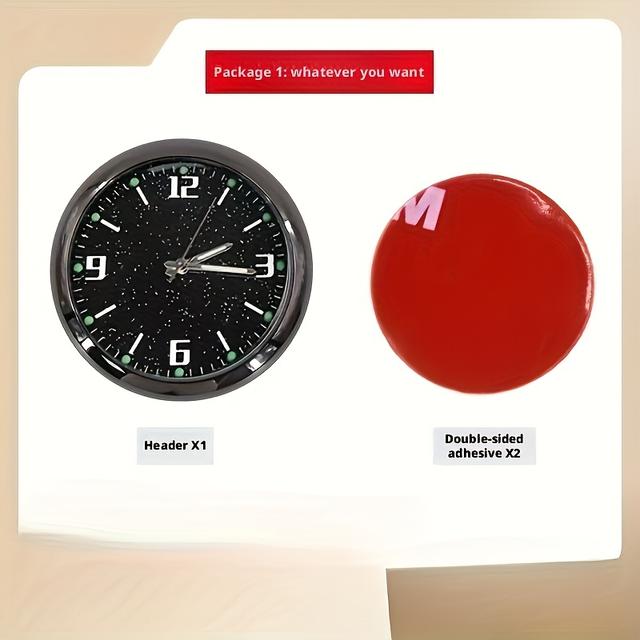 TEMU Starry Car Clock, Automotive Creative Fashion Pendulum Decoration, With 2 Double-sided Glue Stickers Free