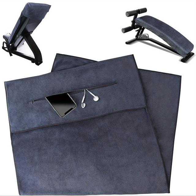 TEMU منشفة اللياقة البدنية I 120x50 سم I منشفة تمارين من الألياف الدقيقة مع حقيبة بسحاب، مناسبة للجيم والتدريب I منشفة اللياقة (رمادي غامق)