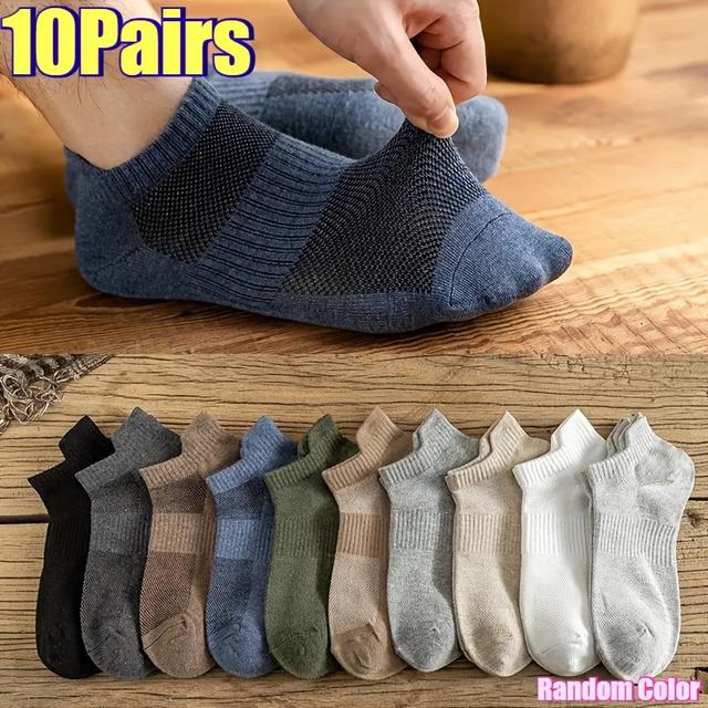 TEMU 5/10 de Calcetines Transpirables de Corte Bajo para Hombre - Calcetines Deportivos Transpirables y Ligeros de y Verano en 6 Colores Mezclados