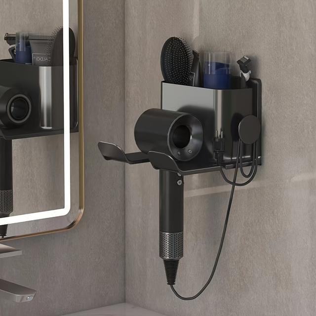 TEMU A Multifunctional Hair Dryer Holder, A Wall-mounted Storage Rack For The Bedroom And Bathroom That Drilling, Shelves