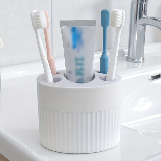 TEMU 4-slot Modern Plastic Toothbrush And Toothpaste Set - Freestanding Toothbrush Organizer For Bathroom Accessories - Ideal Gift For Christmas, Halloween, Thanksgiving, Easter (1pc)
